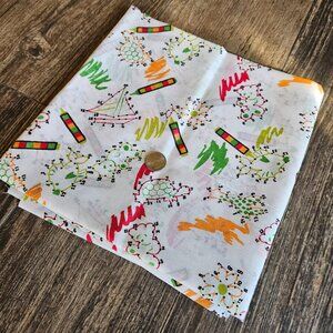 Vintage 70s 80s Kids School Scribble Crayon Print Lightweight Cotton Fabric